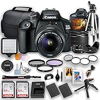 Canon EOS Rebel 4000D / T100 DSLR Camera |18MP| with Canon 18-55mm III Lens + LED Video Light + 2X 64GB Memory, Extra Battery, Software Editor, Filters & Tripod Kit