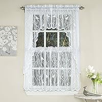 Sweet Home Collection 5 Pc Kitchen Curtain Set, Swag, Valance, Songbird White, 24