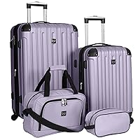 Travelers Club Midtown Hardside Luggage Travel Set, Spinner Wheels,Zippered Divider,Telescopic Handle,Lightweight, Lilac, 4-Piece Set
