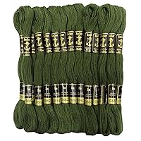 Anchor Cross Stitch Hand Embroidery Stranded Cotton Floss Thread 25 Skeins-Olive Green