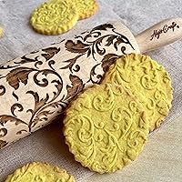 ROYAL Rolling pin Wooden engraved rolling pin with classic flowers Embossed cookies Pottery Birthday gift for mother friend bridal shower