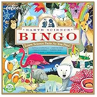 eeBoo: Natural Science Bingo Game, for 2 to 4 Players, Learn Science Facts as You Play, for Ages 5 and up, Includes Cloth Bag for Holding Tiles