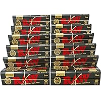 RAW Classic Black King Size Slim Natural Unrefined Ultra Thin 110mm Rolling Papers (12 Packs)