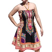 RaanPahMuang Smock Bust Open Shoulder Dashiki Colour Halter Strap Dress or Skirt