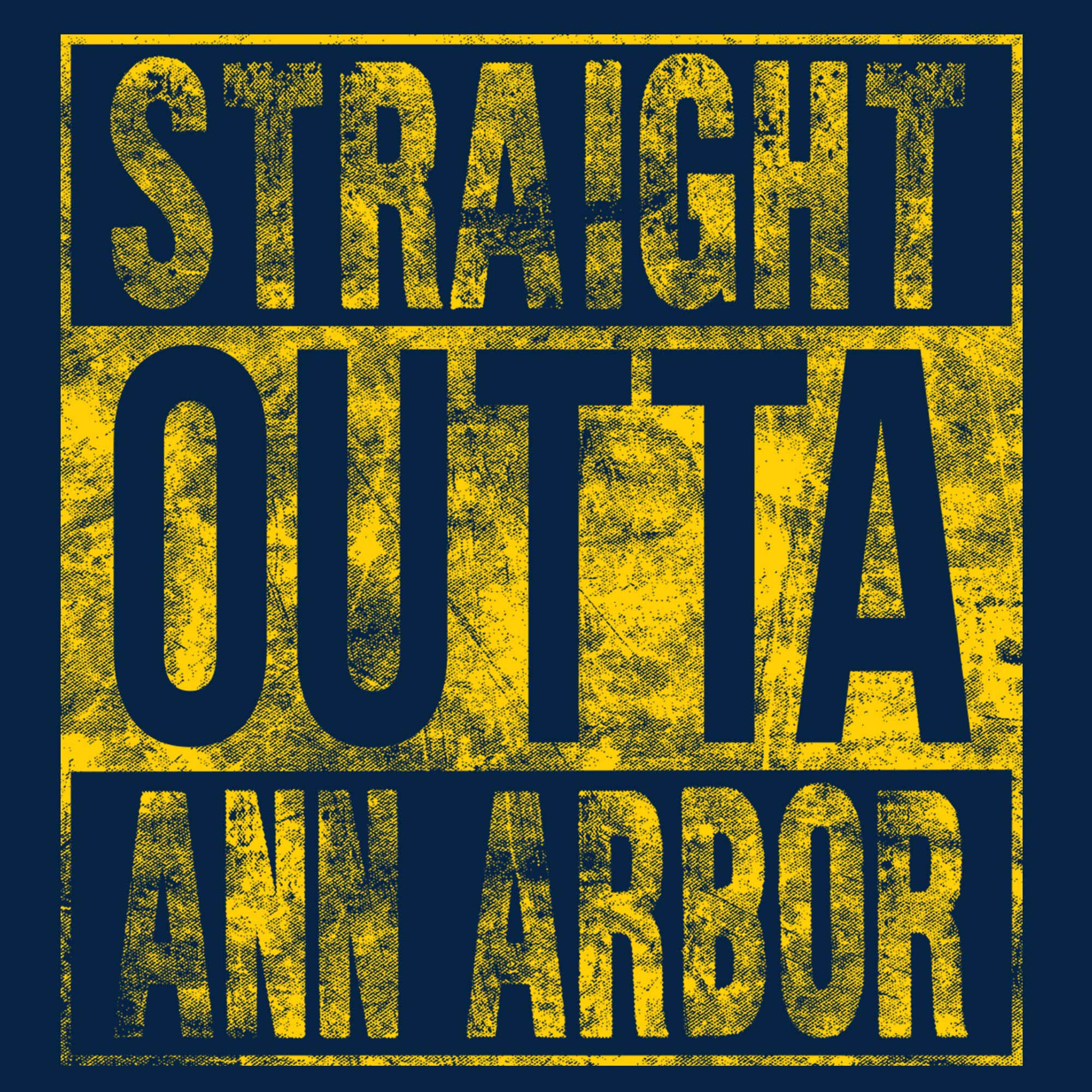 Straight Outta Ann Arbor Basic Cotton T-Shirt - 3X-Large - Navy
