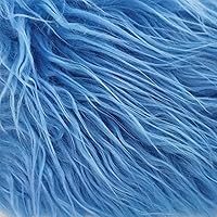 Faux Fur Fabric Square Patches for Crafts, Sewing, Costumes, Seat Pads (Blue, 10 x 20 Inch)