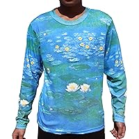 RaanPahMuang Mens Work of Art Full Print Shirt Dali Vangogh Monet Munch Klimt