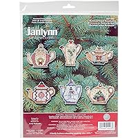 Prima Marketing Christmas Teapot Ornaments Counted Cross Stitch Kit, 3-Inch, Set of 6