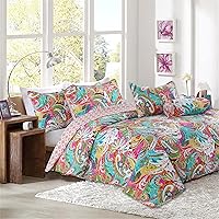 Gorgeous Paisley Floral Bloom Reversible Quilt Bedding Set, Bedspread Coverlet Lightweight for All Seasons (Flourish, Queen - 3 Piece)