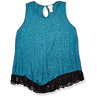 Star Vixen Women's Size Plus-Sz Slvls Keyhole-Bk Assym Chiffon Hem Sweater Knit Top, Teal Frienze, 1X