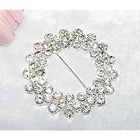 10 Pieces 2-1/2 inches 2 Rows Clear Rhinestone Round Buckle Invitation Ribbon Slider Wedding Supply Gift Wrap Hairbow Center