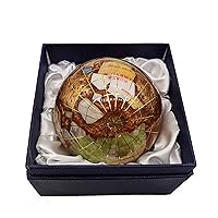 Unique Art 3-Inch amber Pearl Swirl Ocean Gemstone World Globe Paper Weight