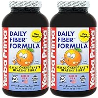 Yerba Prima Daily Fiber Formula 16 oz (Pack of 2) - Premium Dietary Fiber Supplement, Non-GMO, Gluten Free, Made in The USA, Orange Flavor