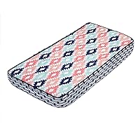 Bacati - Emma Aztec Kilim Coral/Mint/Navy Quilted Changing Pad Cover