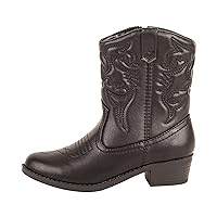 ~ Andie ~ Kids Western Cowboy Stitched Pointe Toe Low Heel Ankle Mid Shaft Fashion Girls Boys Unisex Boots Children