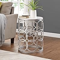 FirsTime & Co.® Silver Interlocking Circles Marblized Table, American Designed, Silver, 16.75 x 16.75 x 22 inches