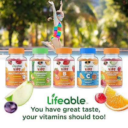 Lifeable Sugar Free Vitamin B12 Kids + Preciotic Fiber Kids, Gummies Bundle - Great Tasting, Vitamin Supplement, Gluten Free, GMO Free, Chewable Gummy