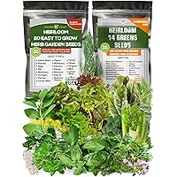 Assorted Collection of Spice Herb and Green Lettuce Seeds - Non GMO USA Grown - 34 Heirloom Varieties for Hydroponic Indoor and Outdoor Planting - Salad and Tea Seeds for Home Growing