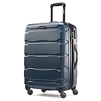 Omni PC Hardside Expandable Luggage with Spinner Wheels, Checked-Medium 24-Inch, Teal