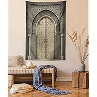 Ambesonne Moroccan Tapestry, Aged Door Geometric Pattern Doorway Design Entrance Architectural Oriental Style, Wall Hanging for Bedroom Living Room Dorm Decor, 60