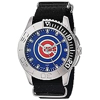 Game Time Men's 'Starter' Metal and Nylon Quartz Analog Watch, Color:Black (Model: MLB-STA-CHI)