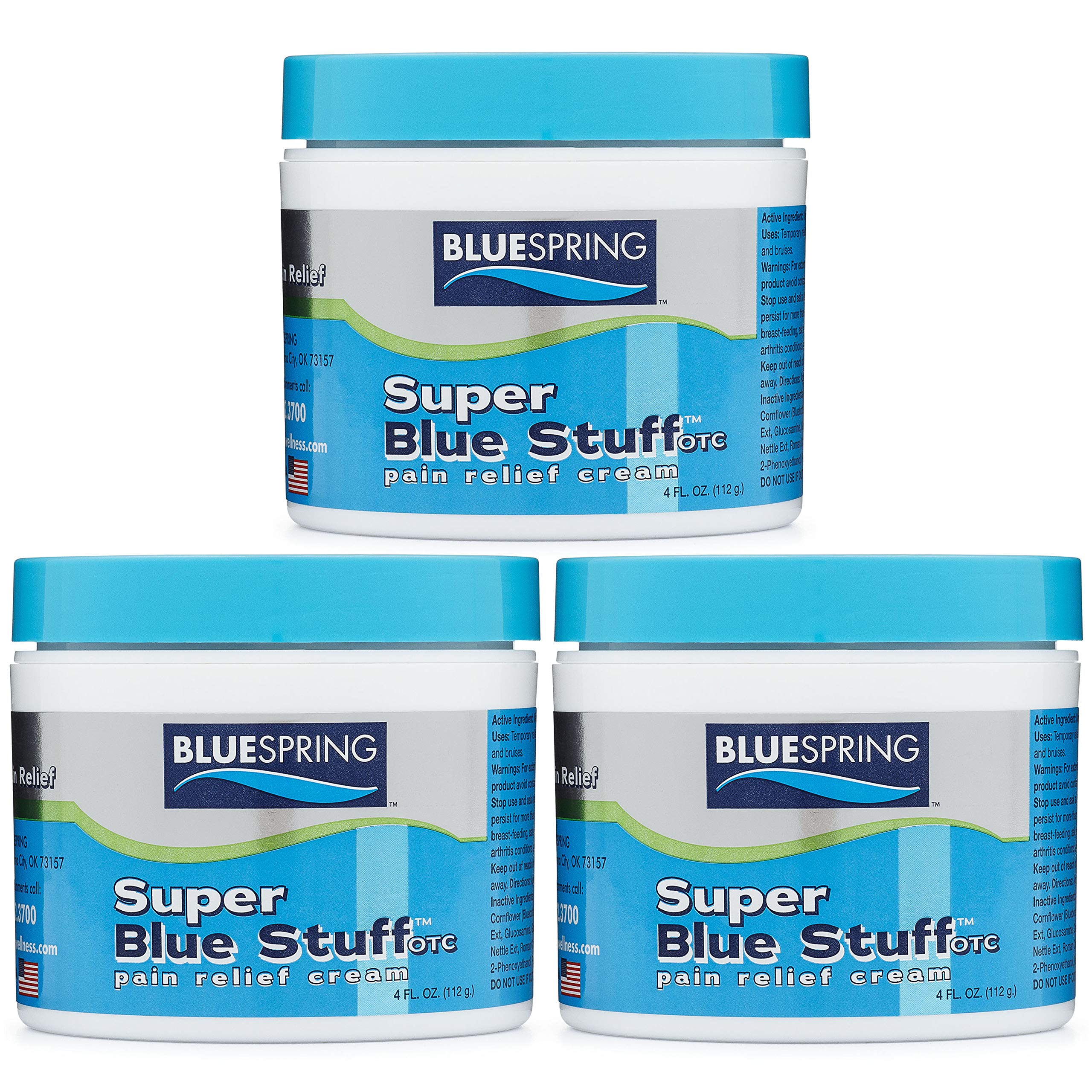 Blue Spring Super Blue Stuff: Natural Pain Relief Cream with Emu Oil - Anti Inflammatory Analgesic Cream for Back, Neck, Knee, Joint, Muscle and Ar...