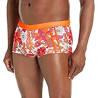 Jack Adams Men's Standard Bali Swim Trunk, Flower Power-Orange-Pink