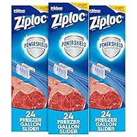 Ziploc Slider Freezer Bags, Stand-and-Fill with Expandable Bottom, Gallon, 72 Count, 24 Count (Pack of 3)