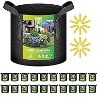 iPower 20 Pack 2 Gallon Grow Bags, Garden Planting Nonwoven Fabric Pots with Reinforced Handle, Heavy Duty and Aeration Planter Pot for Tomato, Fruits, Vegetables and Flowers