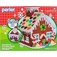 Perler Gingerbread House Christmas Fused Bead Kit for Kids' Crafts, Multicolor 10006 Piece, Small