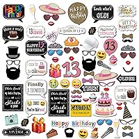 13th Birthday Photo Booth Props Mega Pack with 82 Pieces