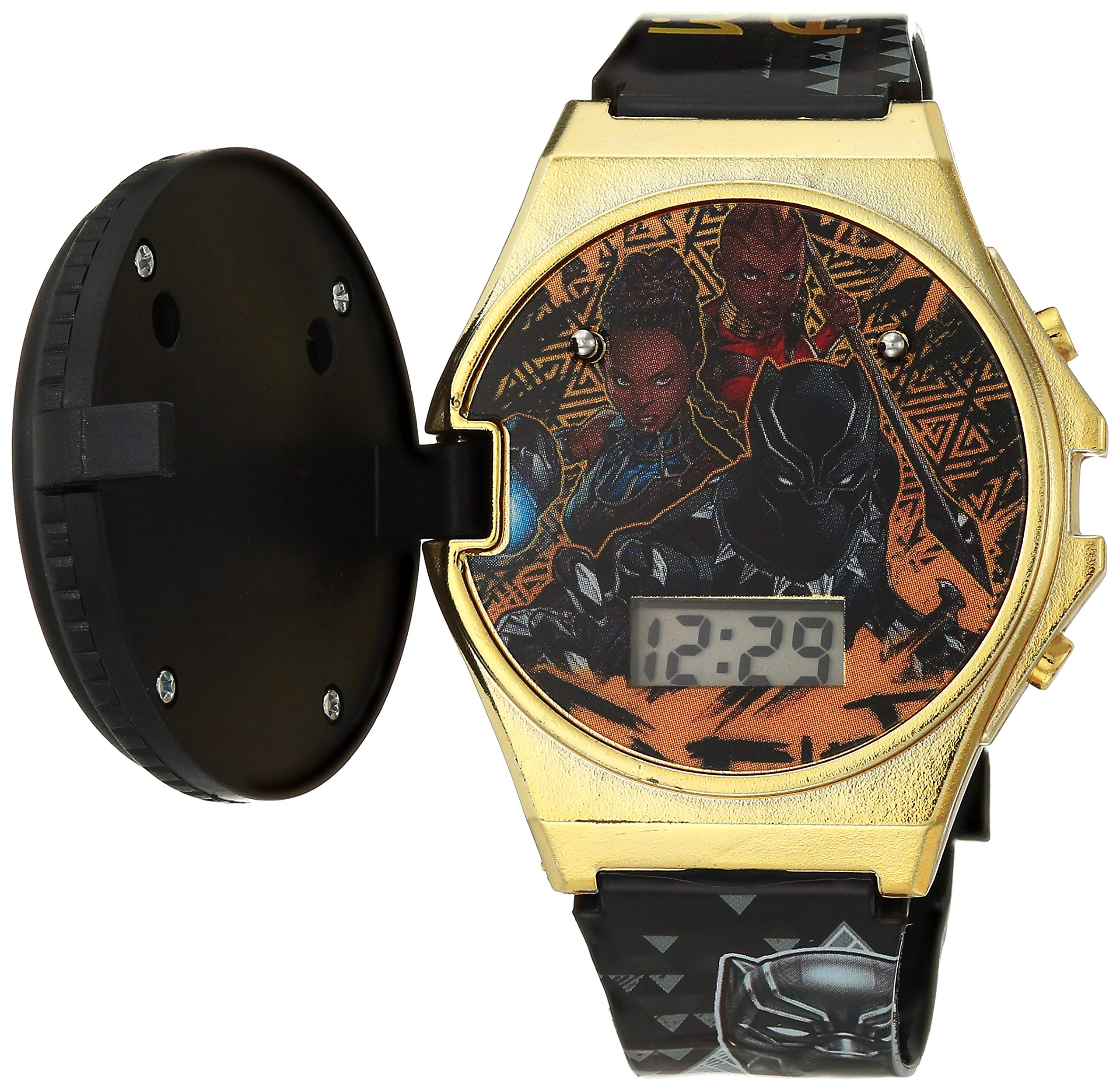 Marvel Avengers Black Panther Kids's Flashing POP TOP Digital Watch with Character Details (Model: AVG4621AZ)