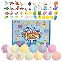 JOYIN 12 Pack Bath Bombs for Kids with Dinosaur Toys, Bubble Bath Bombs with Surprise Toy Inside, Natural Essential Oil SPA Bath Fizzies Set, Easter Gifts for Boys and Girls