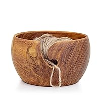 Nagina International Shedua Mozambique Sanded Wood Yarn Storage Premium Knitting Crochet Wool Bowl | Arts Crafts & Sewing Accessories Bowl (Medium)