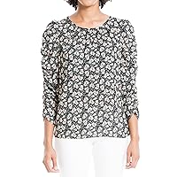 Max Studio Women's Crepe Ruched Sleeve Blouse