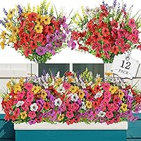 12 Bundles Artificial Flowers for Outdoor,No Fade Fake Plastic Flower Lavender Monkey Grass for Decoration,Faux Plants Hanging Planters Indoor Outside Garden Porch Window Box Home Wedding
