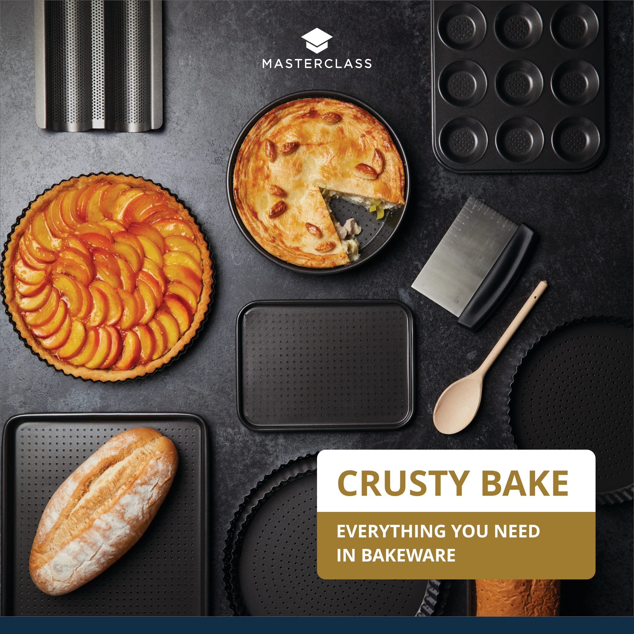 Master Class MasterClass Crusty Bake Non-Stick Pizza Crisper, 32cm, Grey