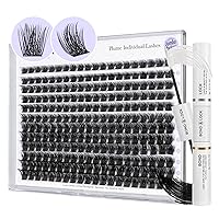 BEYELIAN Lash Clusters and Lash Bond and Seal Kit - 240 Pcs 10-16mm D+ Curl Individual Cluster Lashes Black Super Thin Band, Glue and Sealer Super Strong Hold 72 Hours (P11)