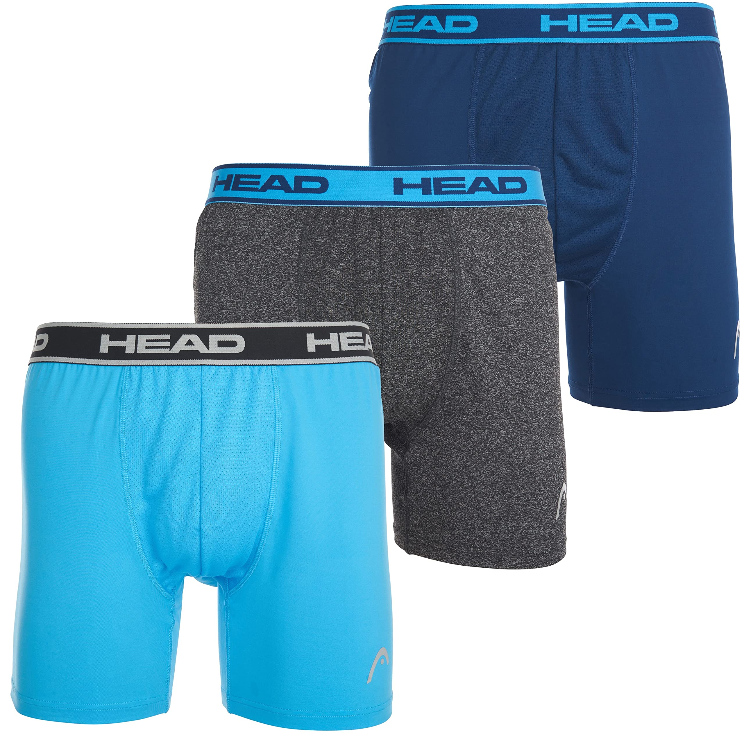 HEAD Mens Performance Underwear - 3-Pack Stretch Performance Boxer Briefs Breathable No Fly Up to Size 5X