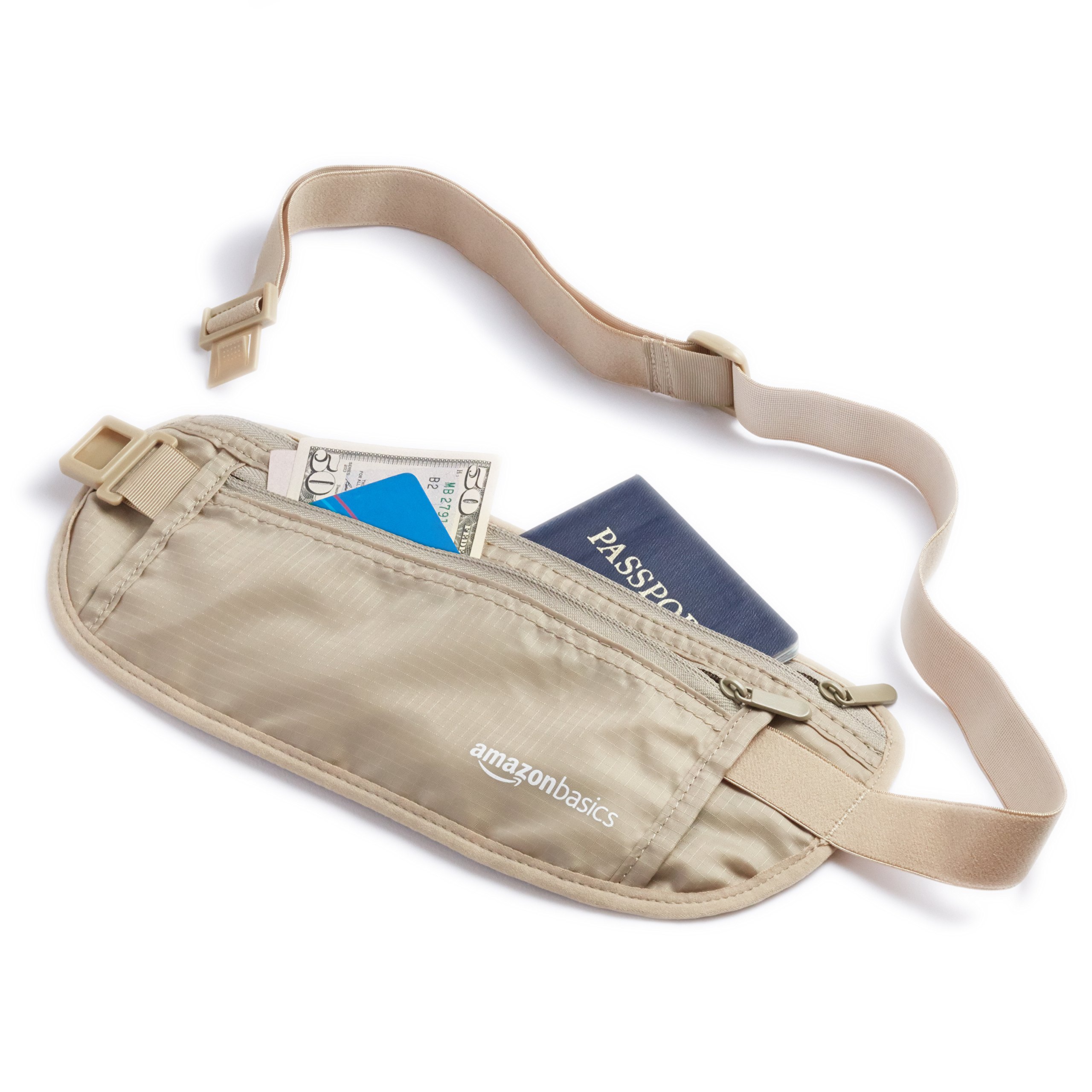 Amazon Basics RFID Travel Waist Belt Fanny Pack - Khaki