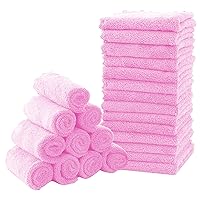 Baby Washcloths, 24 Pack - 8x8 Inches, Small Burp Cloths and Baby Wipes - Microfiber Coral Fleece Ultra Absorbent and Soft for Newborn, Infant and Toddlers - Frozen Berry
