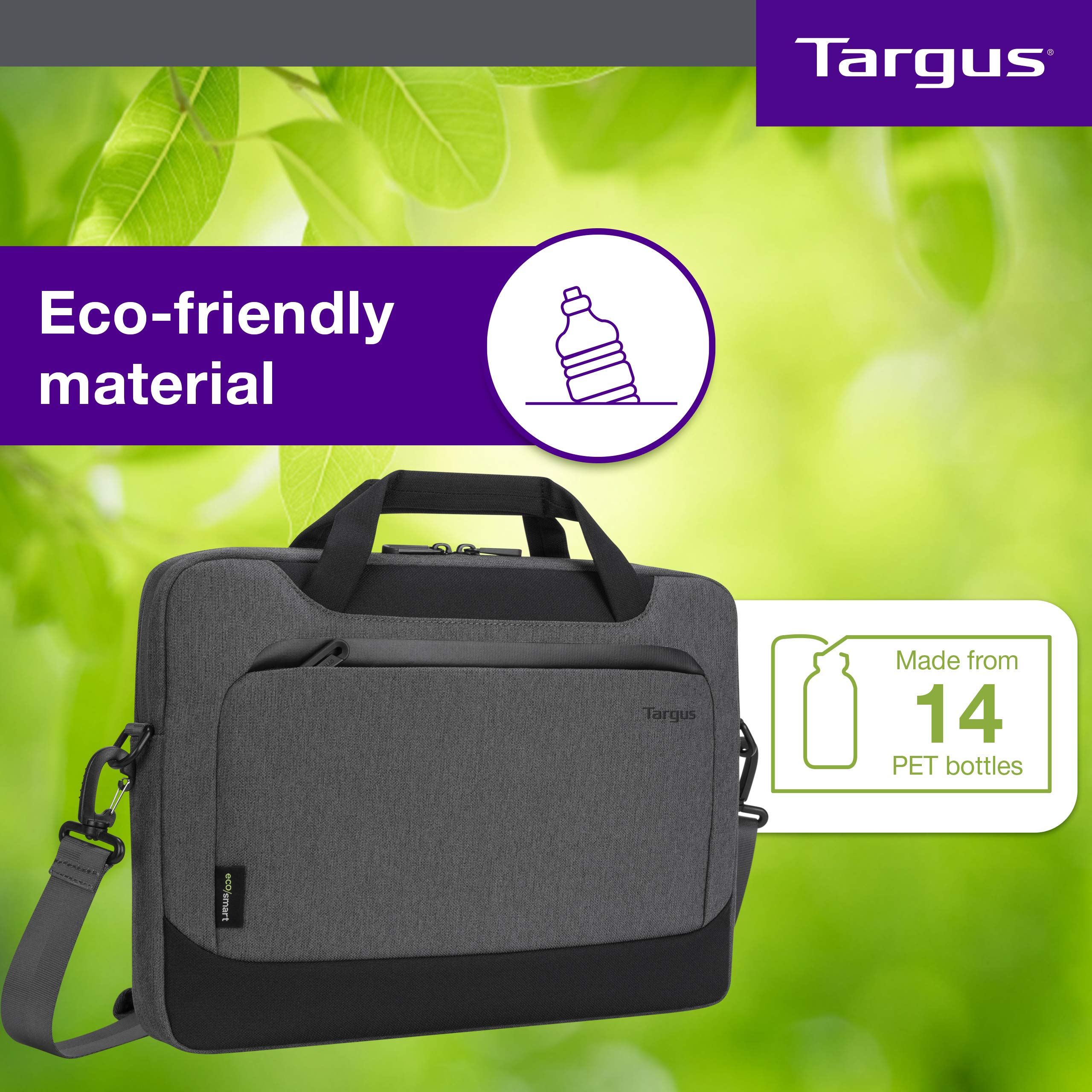 Targus Cypress Slimcase with EcoSmart Designed for Business Traveler and School fit up to 15.6-Inch Laptop/Notebook, Light Gray (TBS92602GL)