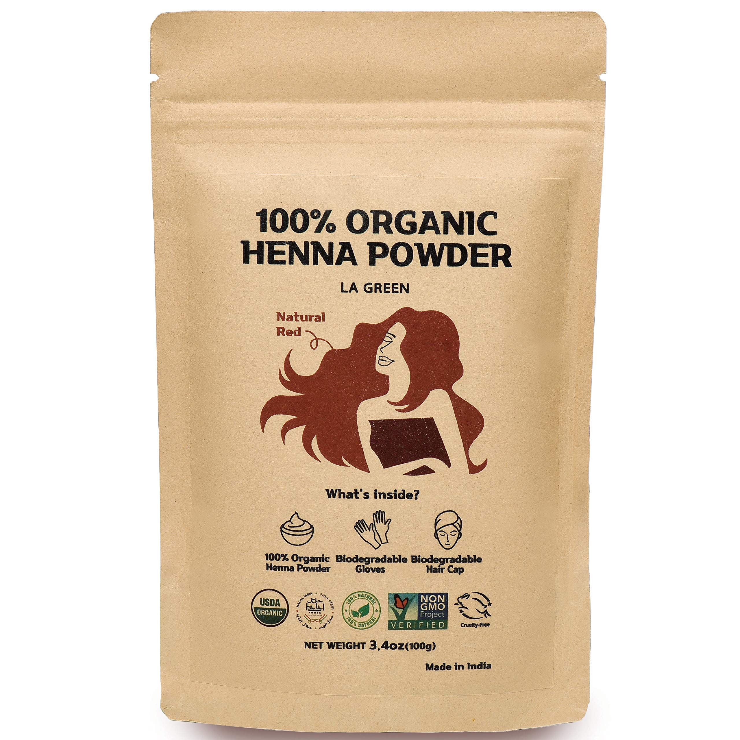 Mua 100% Organic USDA Henna Powder For Hair Dye - Natural Hair Color, Best  For Hair, Soft Shiny & Healthy Hair, No Chemical or Additive, Including  application gloves & hair cap -