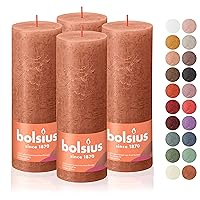 BOLSIUS 4 Pack Rusty Pink Rustic Pillar Candles - 2.75 X 7.5 Inches - Premium European Quality - Includes Natural Plant-Based Wax - Unscented Dripless Smokeless 85 Hour Party and Wedding Candles
