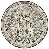 1944 NL Netherlands Wilhelmina 25 Cent Very Good