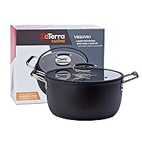 Professional 8 Quart Nonstick Dutch Oven with Glass Lid | Italian Made Ceramic Coated Oven Safe Stock Pot for Bread Baking, Stews, Casseroles and More by DaTerra Cucina