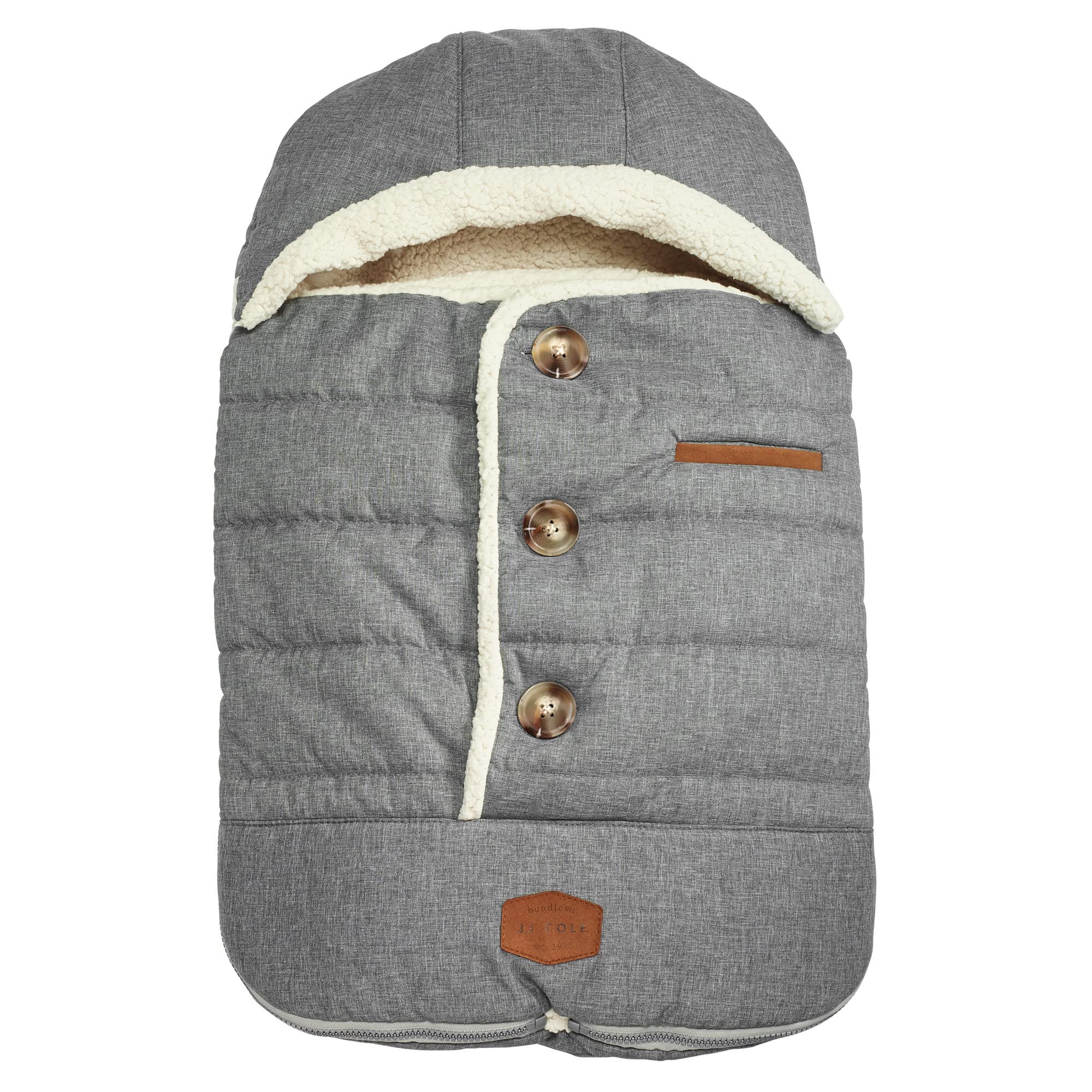 JJ Cole Bundle Me Winter Baby Car Seat Cover and Bunting Bag — Urban — Heather Gray — Weather Resistant Baby Carrier Cover — Winter Baby Essentials