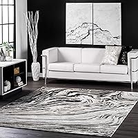 nuLOOM Drea Marble Abstract Runner Rug, 2' x 6', Gray