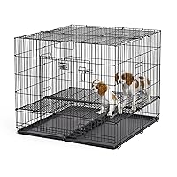 MidWest Homes for Pets Puppy Playpen Crate - 236-05 Grid & Pan Included, BLACK