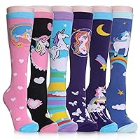 FNOVCO Girls Knee High Socks Cartoon Animal Patterns Cotton Over Calf Socks